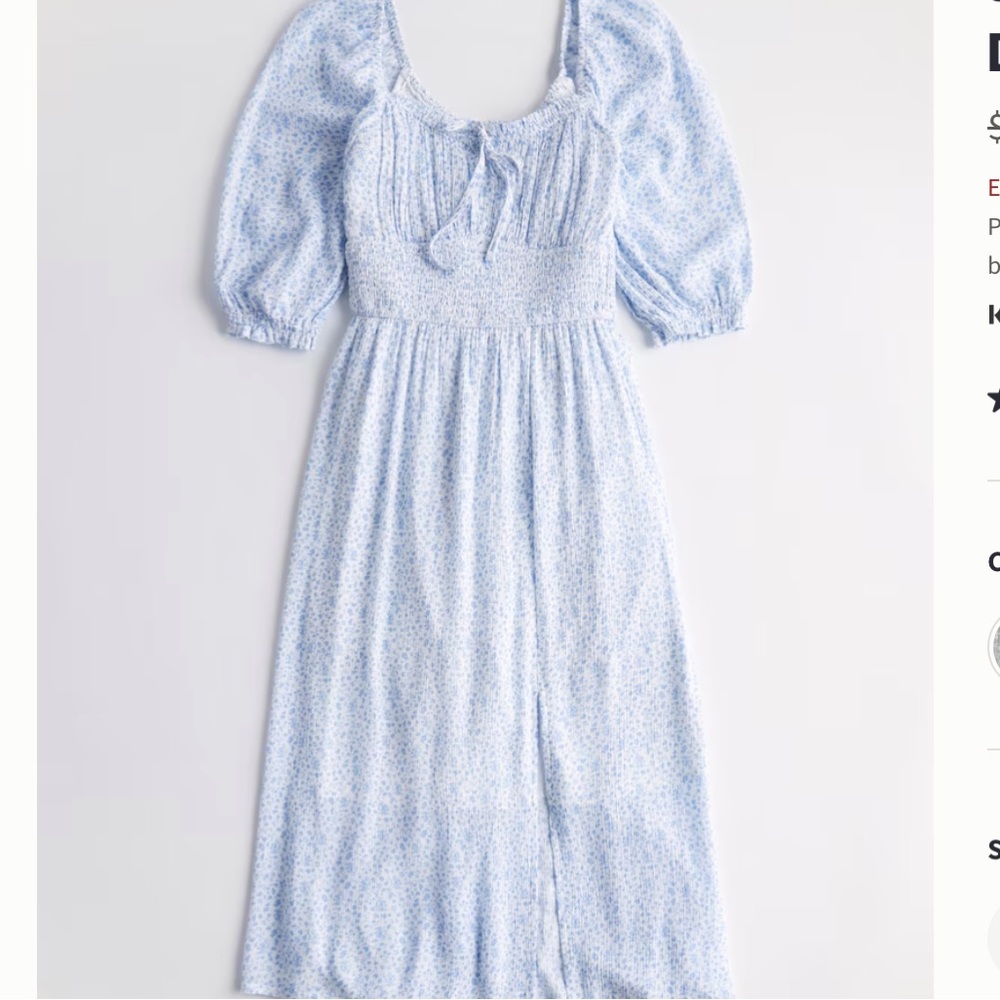 Hollister Blue floral smocked midi dress